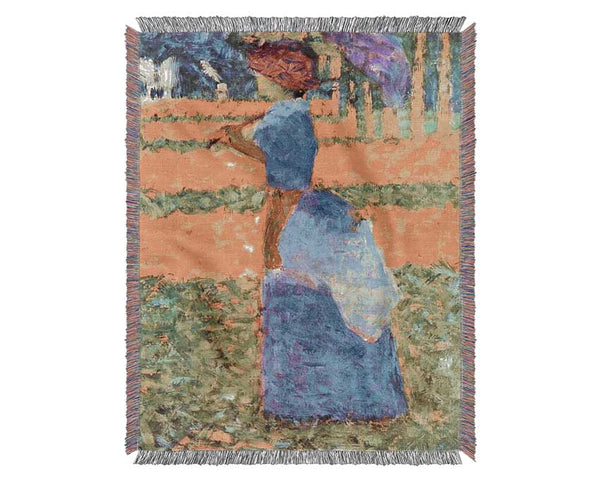 Seurat Woman With Parasol Woven Blanket