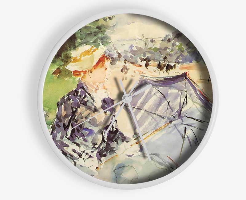 Morisot Woman With Parasol Sitting In The Park Clock - Wallart-Direct UK