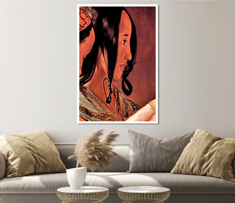 La Tour Womans Head In Profile Print Poster Wall Art