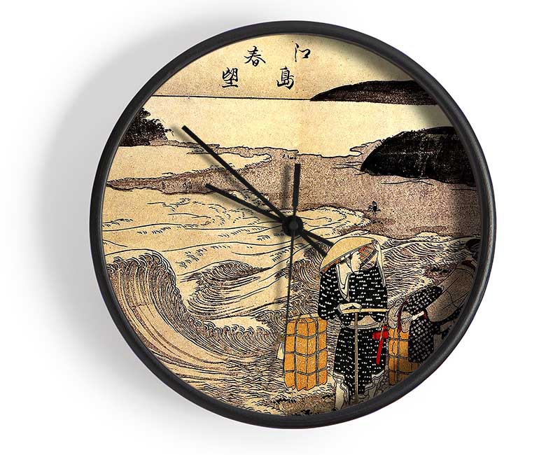 Hokusai Women On The Beach Of Enoshima Clock - Wallart-Direct UK