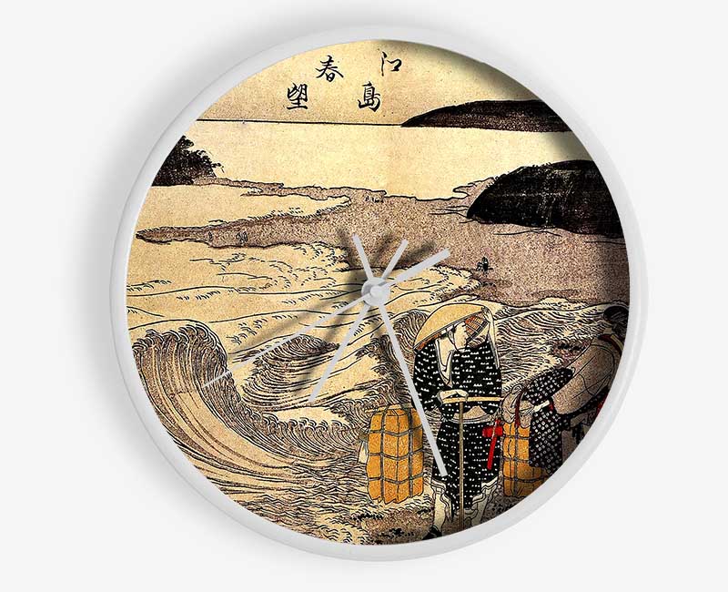 Hokusai Women On The Beach Of Enoshima Clock - Wallart-Direct UK