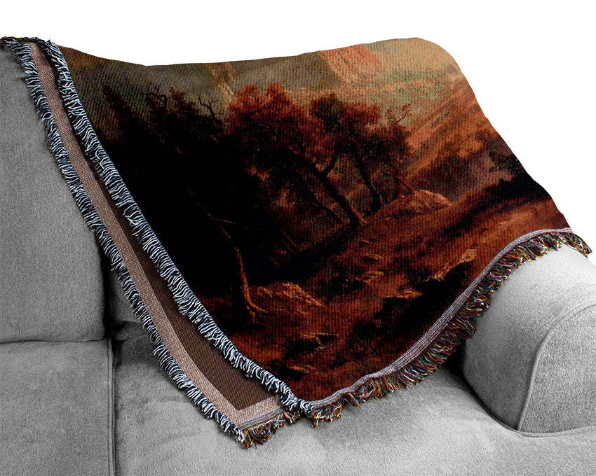 Yosemite Valley By Bierstadt Woven Blanket