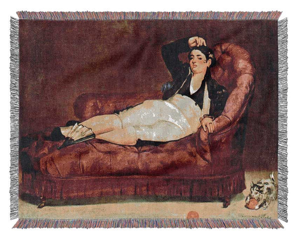 Manet Young Woman In Spanish Dress Woven Blanket