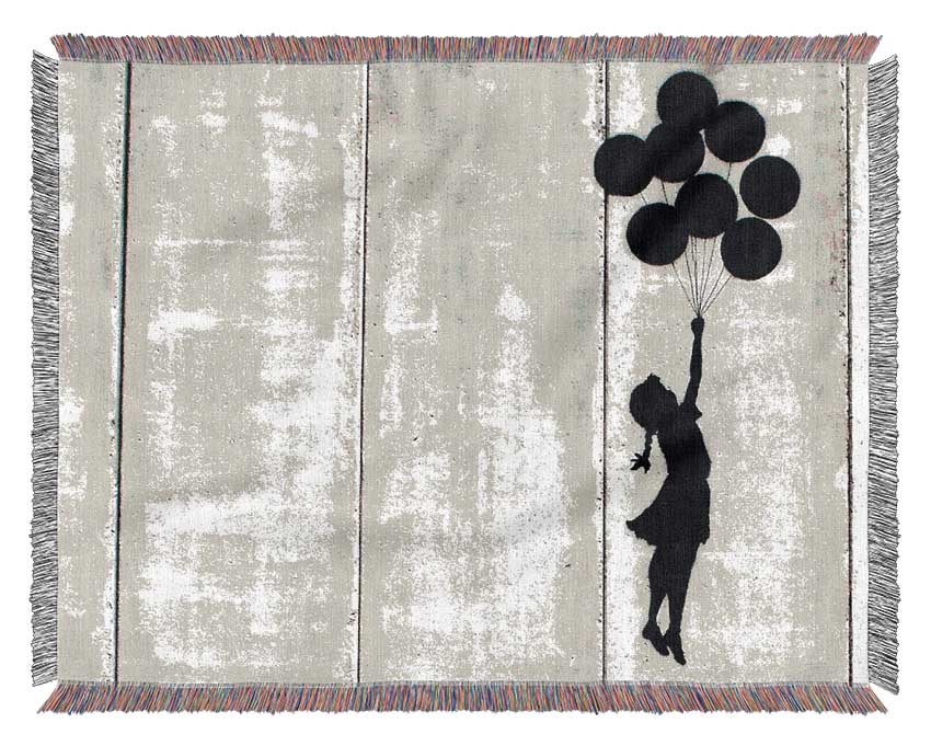 Balloon Girl Fly Woven Blanket