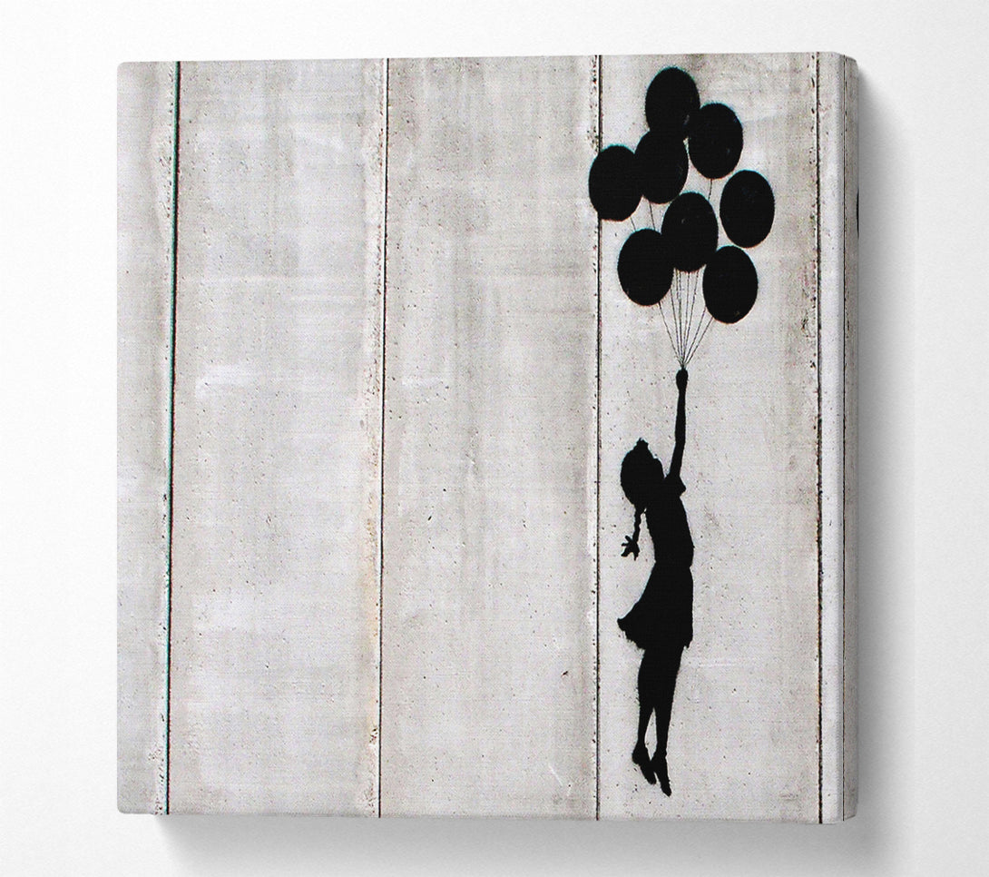 A Square Canvas Print Showing Balloon Girl Fly Square Wall Art