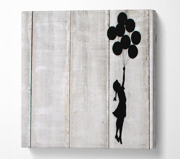 A Square Canvas Print Showing Balloon Girl Fly Square Wall Art