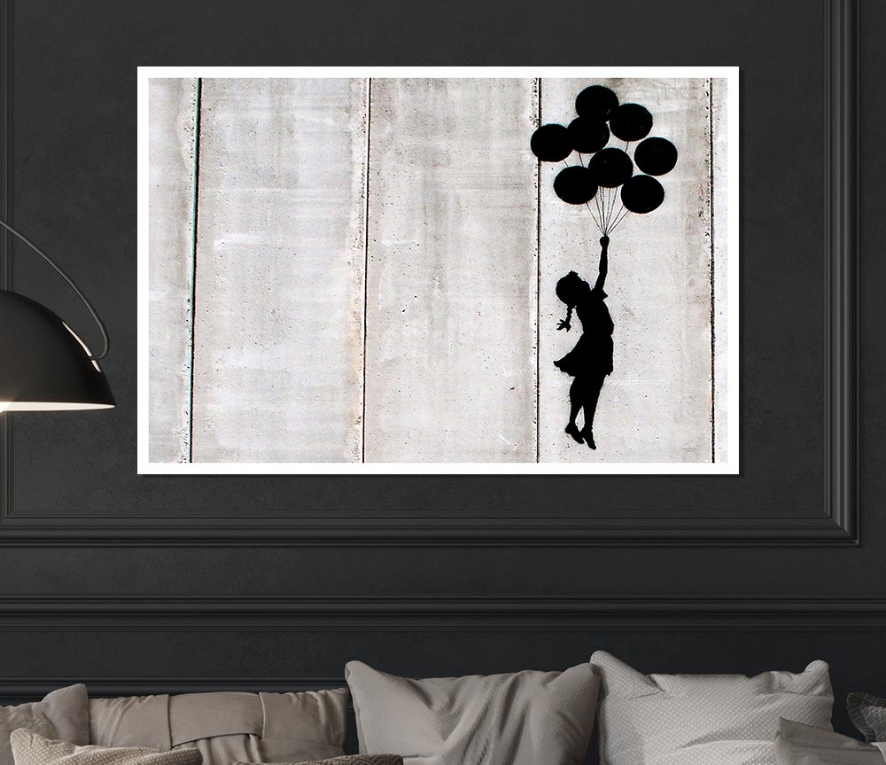 Balloon Girl Fly Print Poster Wall Art