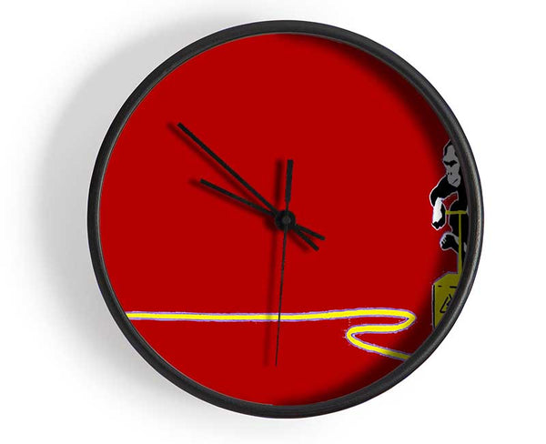 Banana Monkey Detonator Red Clock - Wallart-Direct UK