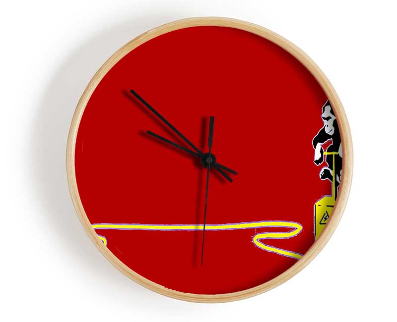 Banana Monkey Detonator Red Clock - Wallart-Direct UK