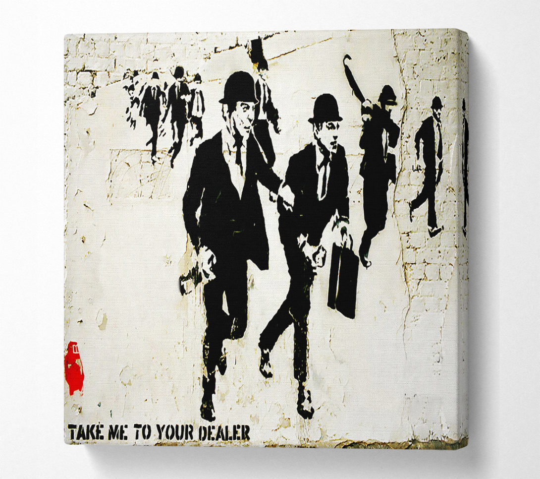 A Square Canvas Print Showing Bankers On The Run Square Wall Art