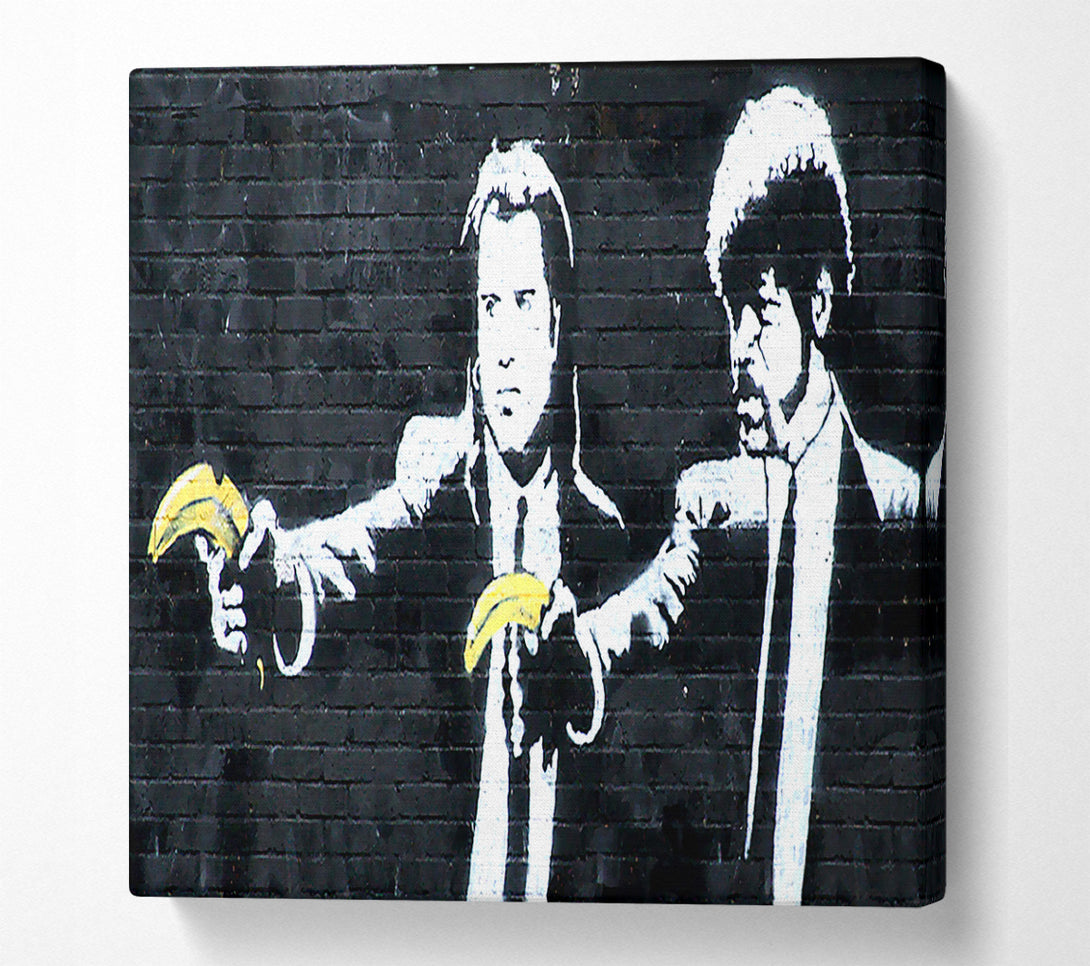 A Square Canvas Print Showing Banksy Pulp Fiction Square Wall Art