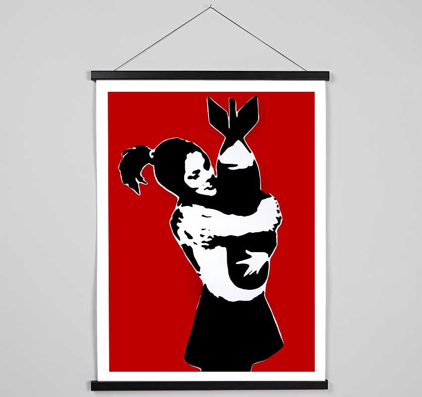 Bomb Hugger Girl Red Hanging Poster - Wallart-Direct UK