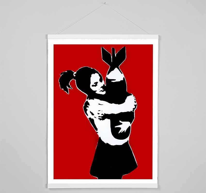 Bomb Hugger Girl Red Hanging Poster - Wallart-Direct UK