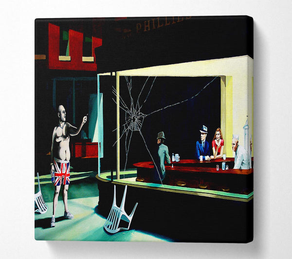 Picture of British Nighthawks Square Canvas Wall Art