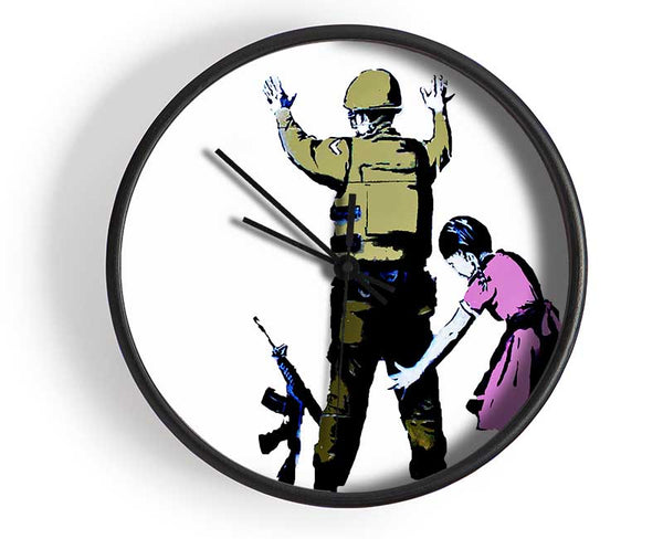 Child Frisking Soldier Clock - Wallart-Direct UK