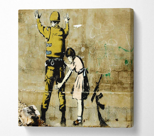 Picture of Child Searching Soldier Square Canvas Wall Art