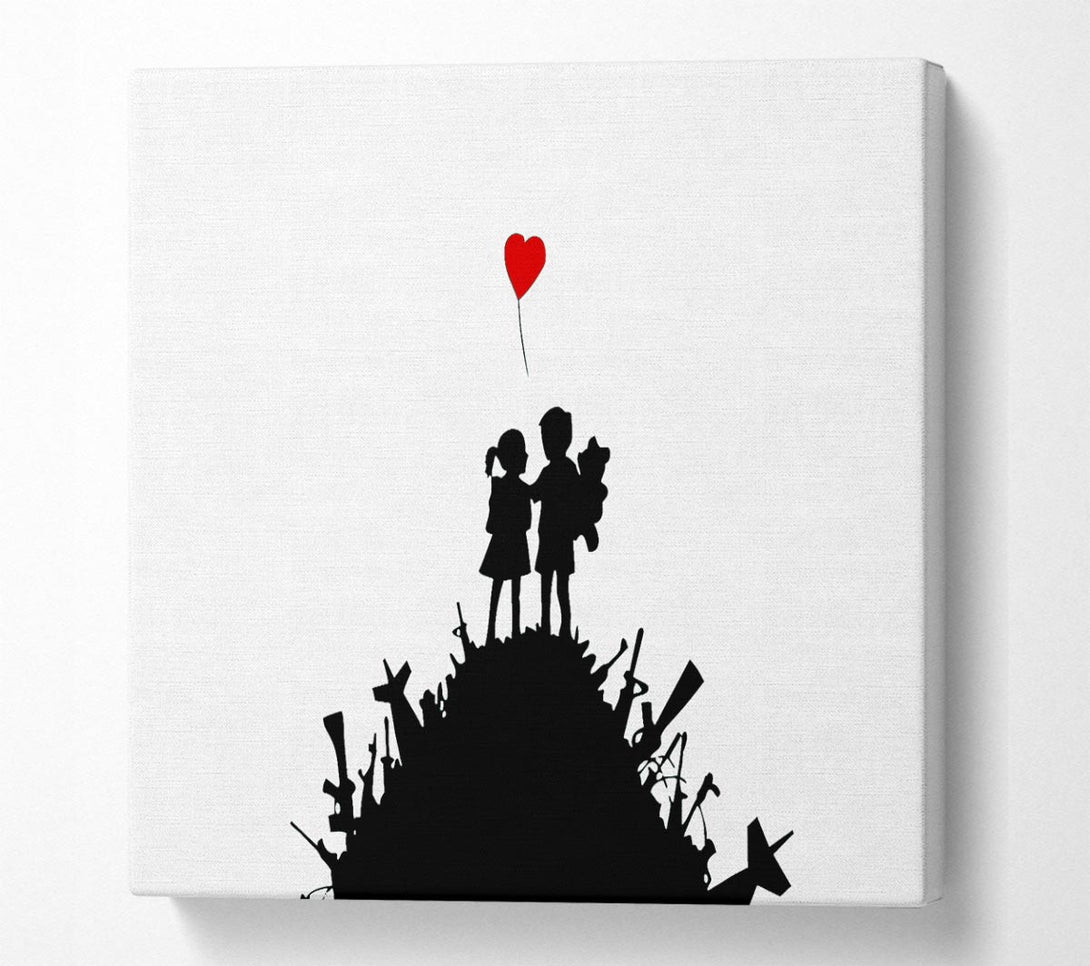 Picture of Childs Love War Square Canvas Wall Art