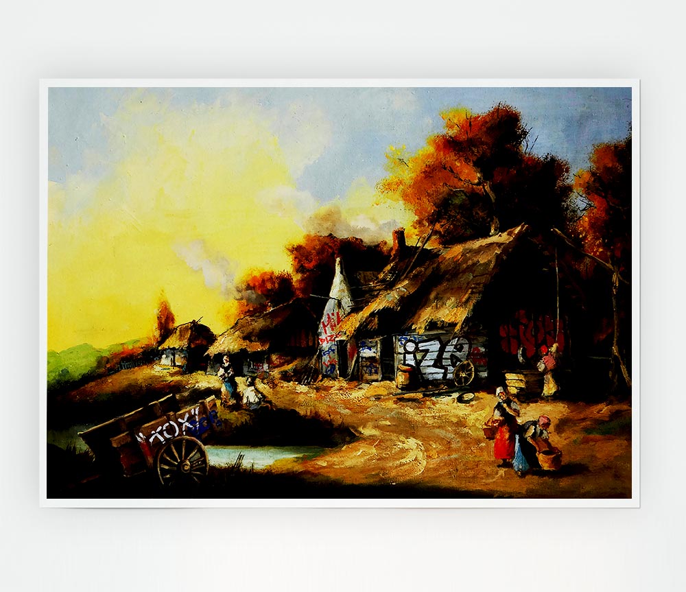 Countryside Graffiti Print Poster Wall Art