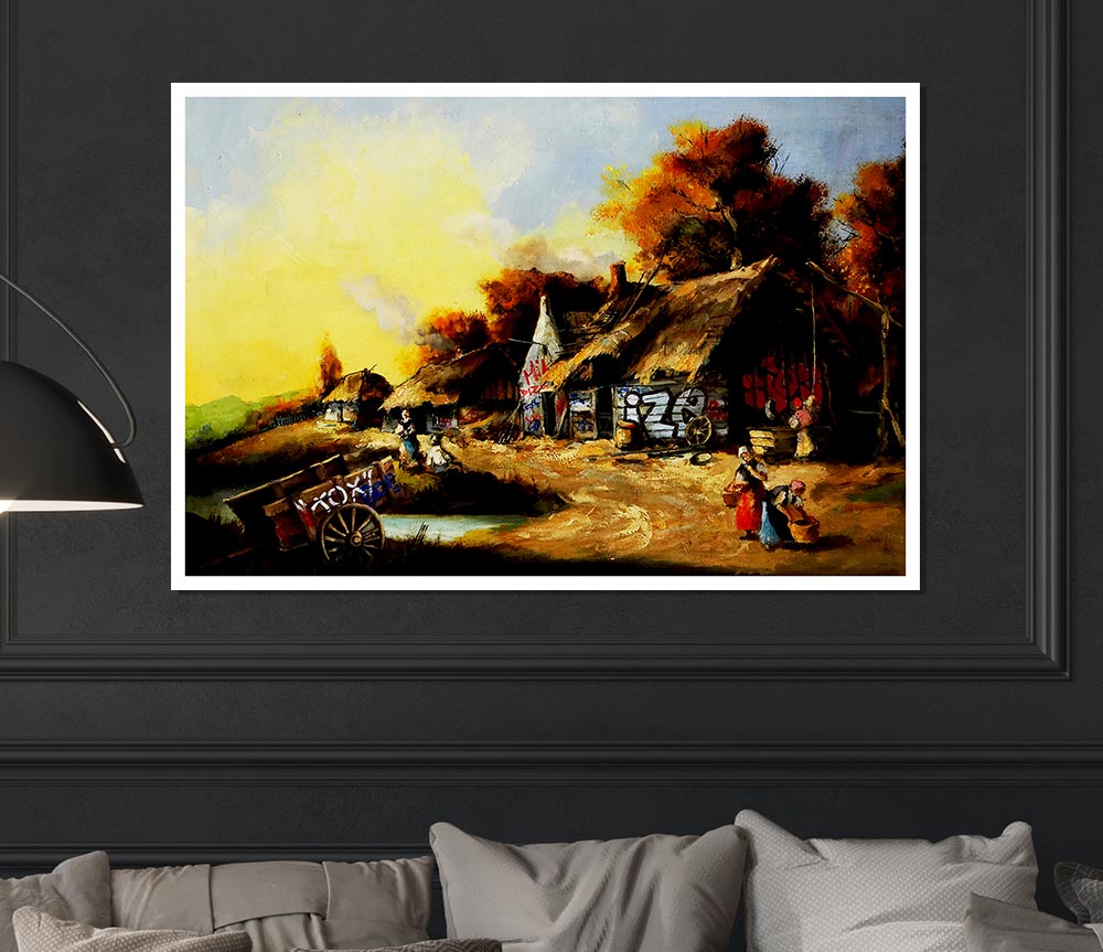 Countryside Graffiti Print Poster Wall Art