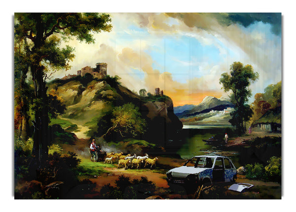 Countryside Junk Yard Banksy Canvasb L