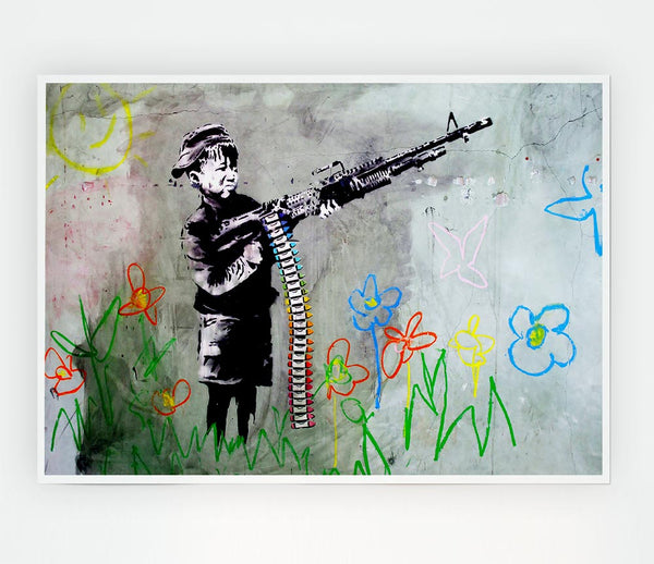 Crayon Gun Print Poster Wall Art