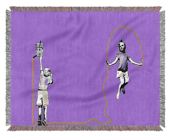 Electric Skipping Rope Purple Woven Blanket