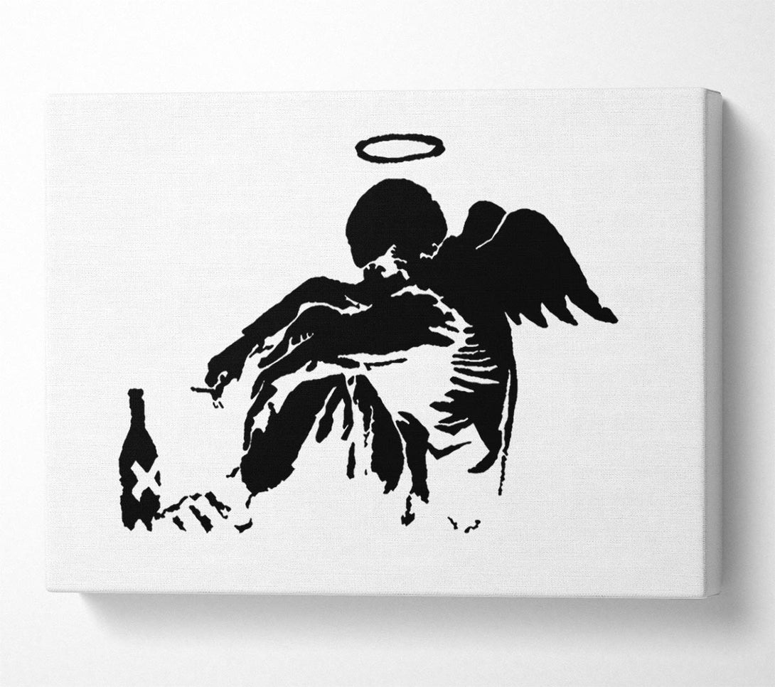 Picture of Fallen Angel Black White Canvas Print Wall Art