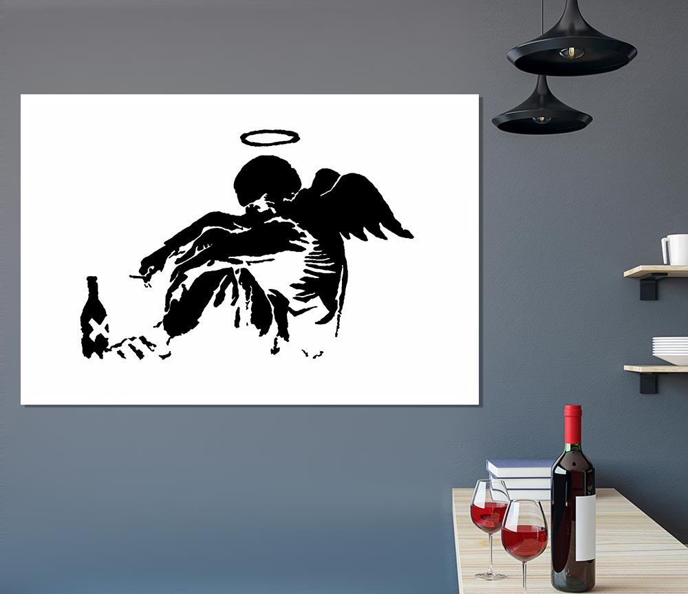 Fallen Angel Black White Print Poster Wall Art