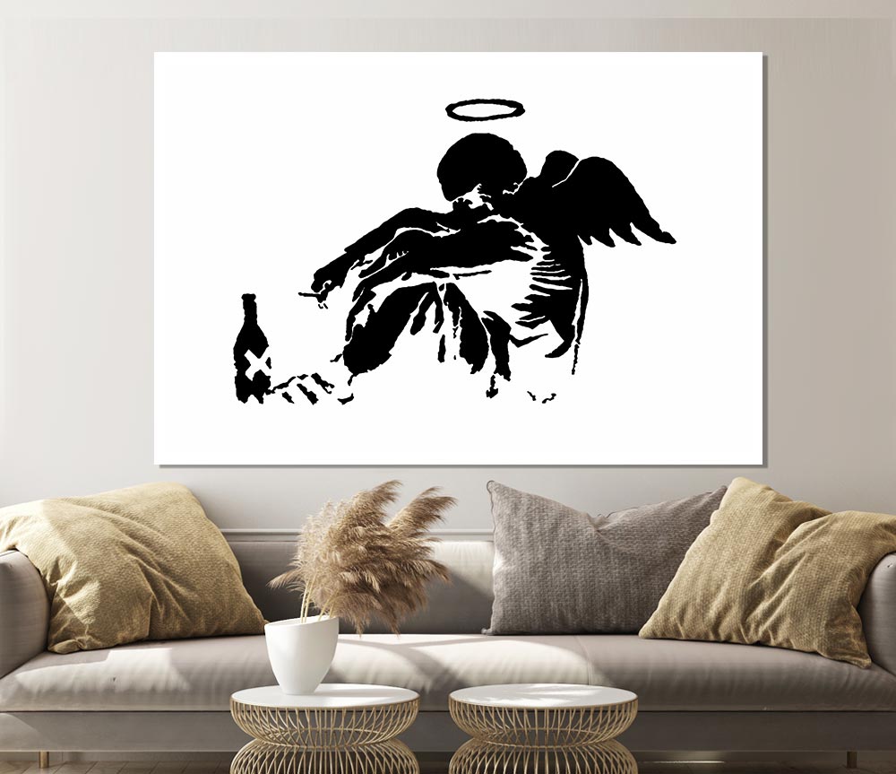 Fallen Angel Black White Print Poster Wall Art