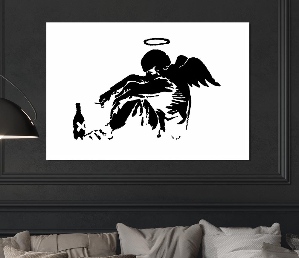 Fallen Angel Black White Print Poster Wall Art