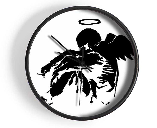 Fallen Angel Black White Clock - Wallart-Direct UK