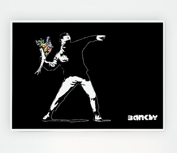 Flower Thrower Black Print Poster Wall Art