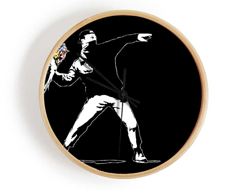 Flower Thrower Black Clock - Wallart-Direct UK