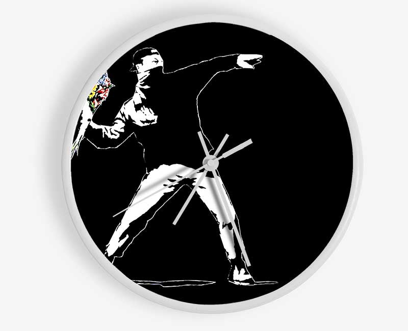 Flower Thrower Black Clock - Wallart-Direct UK