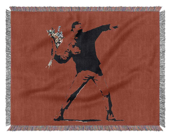 Flower Thrower Red Woven Blanket