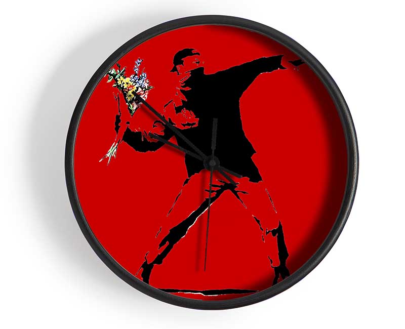 Flower Thrower Red Clock - Wallart-Direct UK