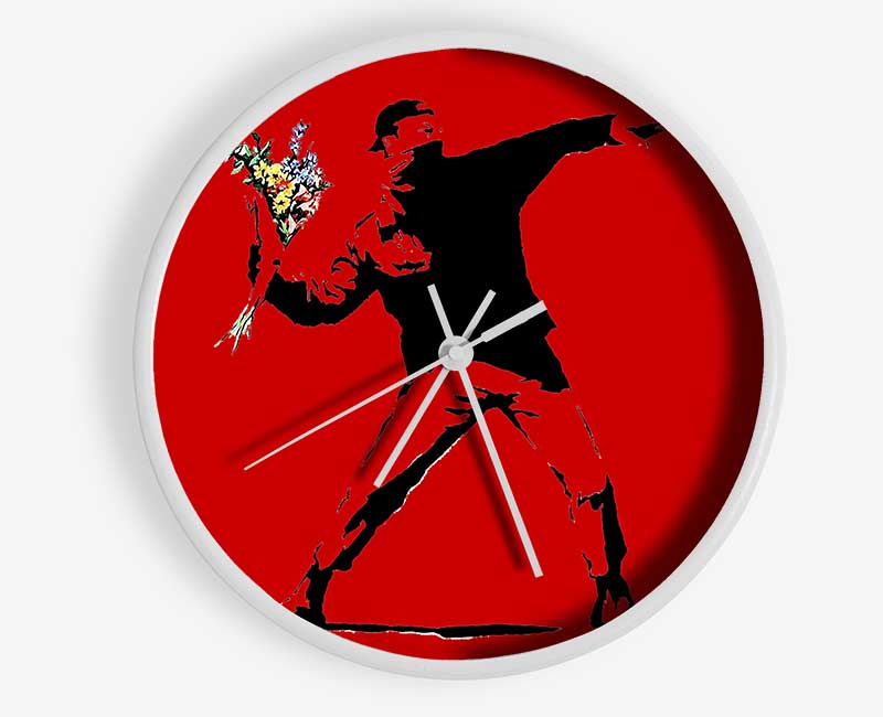 Flower Thrower Red Clock - Wallart-Direct UK