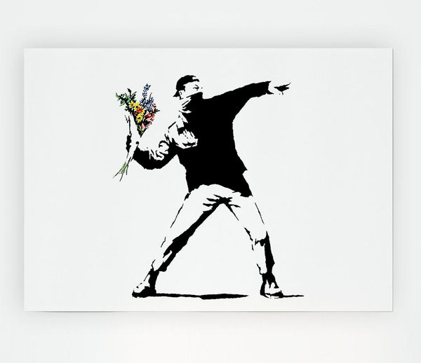 Flower Thrower White Print Poster Wall Art