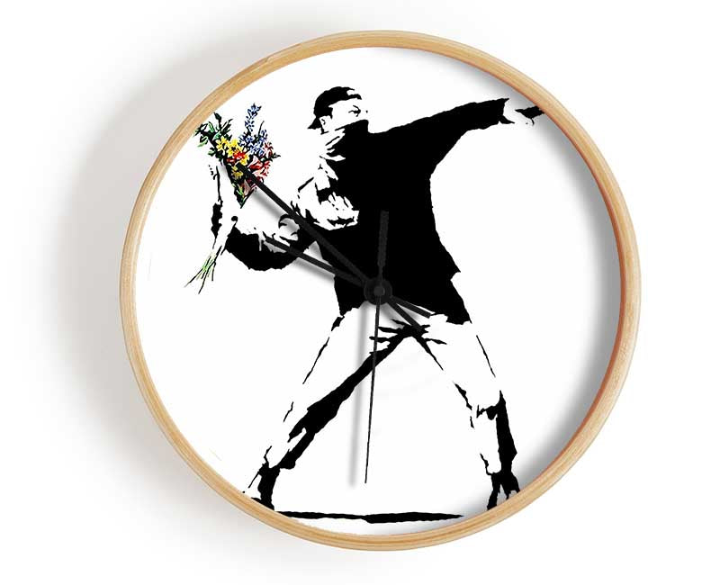 Flower Thrower White Clock - Wallart-Direct UK