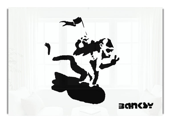 Flying Monkey Bomber Weiß Banksy Canvasb L