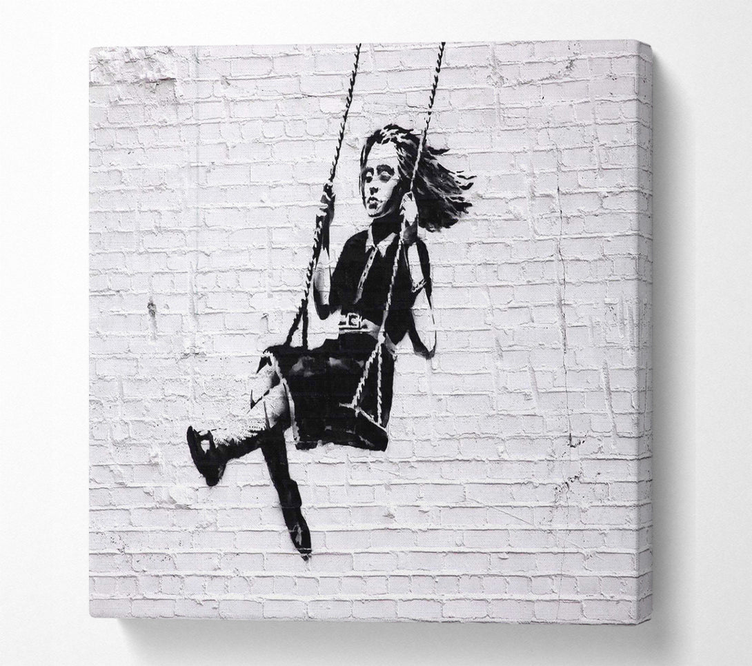 A Square Canvas Print Showing Girl On Swing Square Wall Art