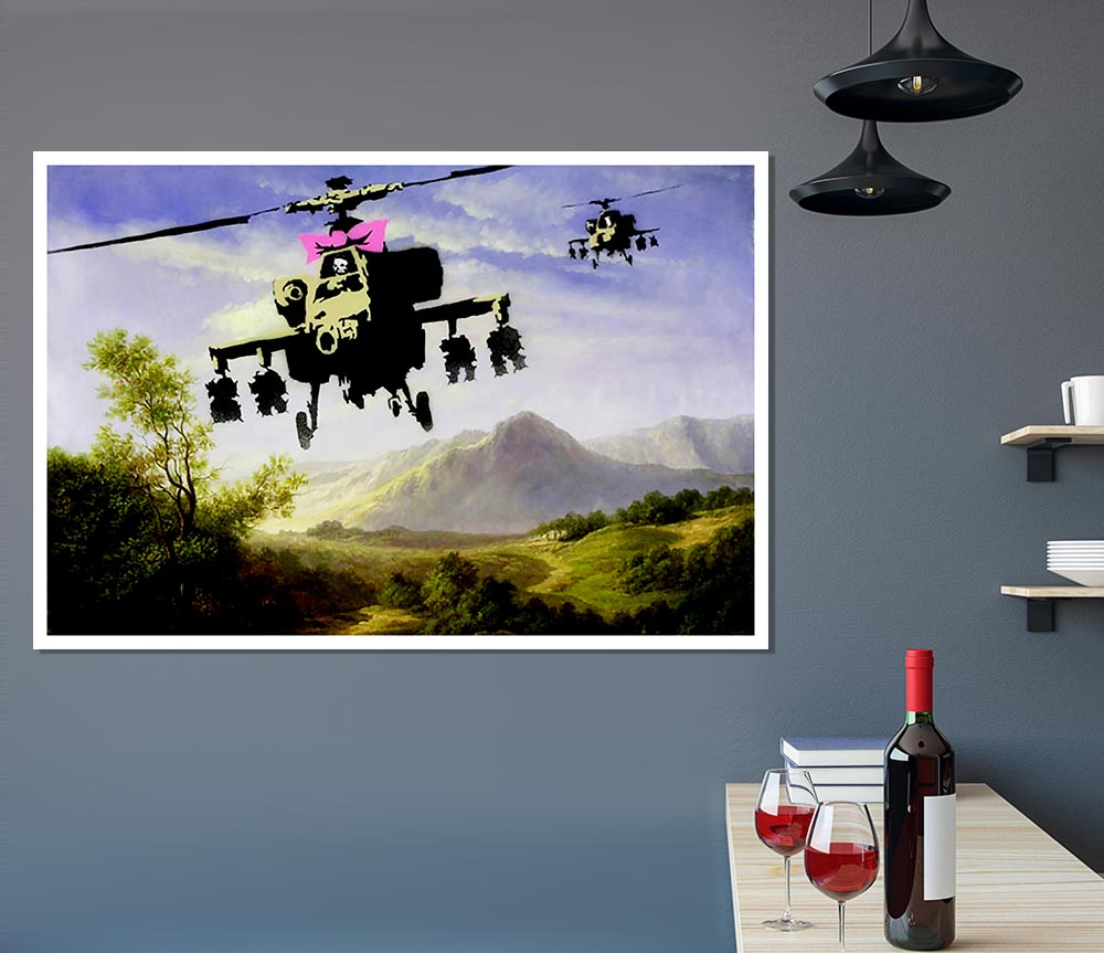 Helicopter Bow Print Poster Wall Art