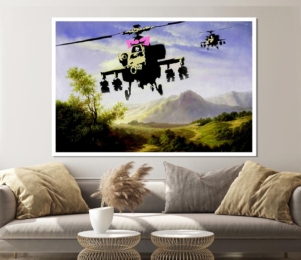 Helicopter Bow Print Poster Wall Art