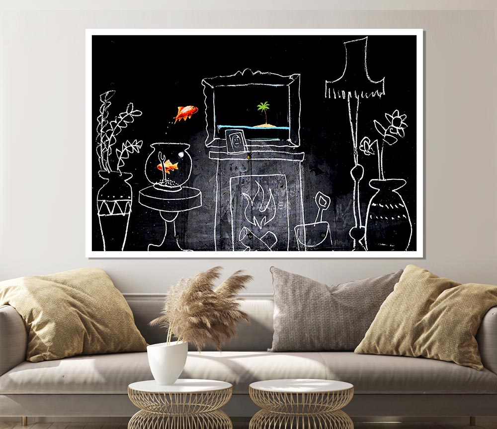 Home Drawing Print Poster Wall Art