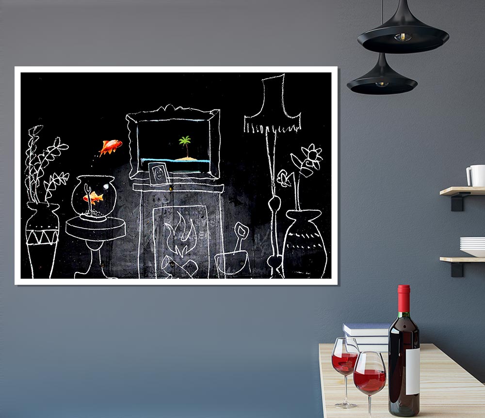 Home Drawing Print Poster Wall Art