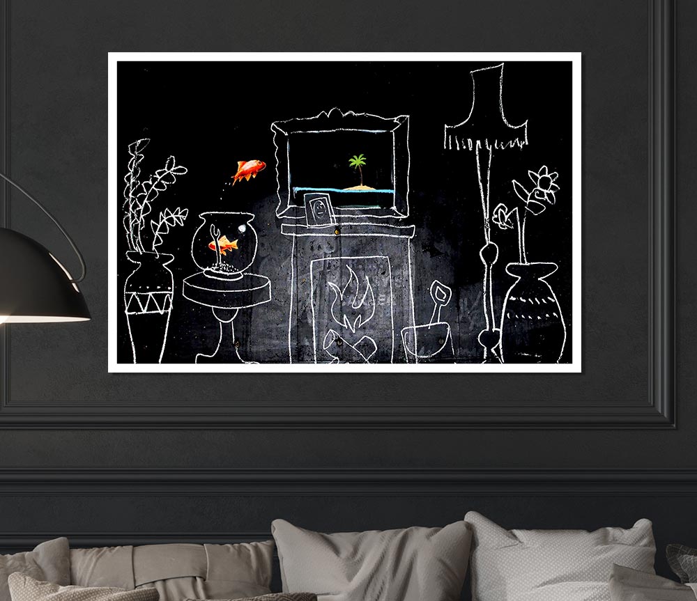 Home Drawing Print Poster Wall Art