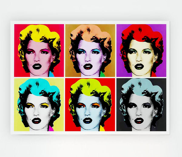 Kate Moss Six Faces Print Poster Wall Art