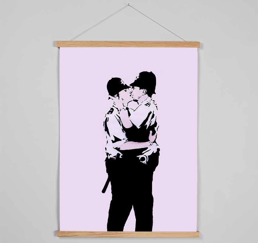 Kissing Coppers Pink Hanging Poster - Wallart-Direct UK