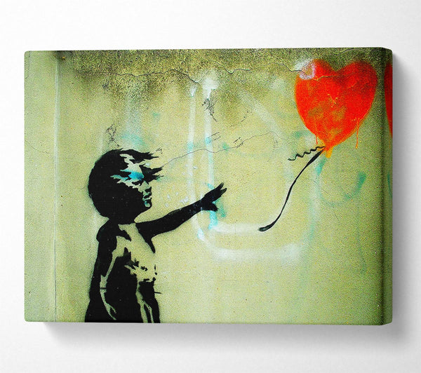 Picture of Love Heart Balloon Girl Float Canvas Print Wall Art