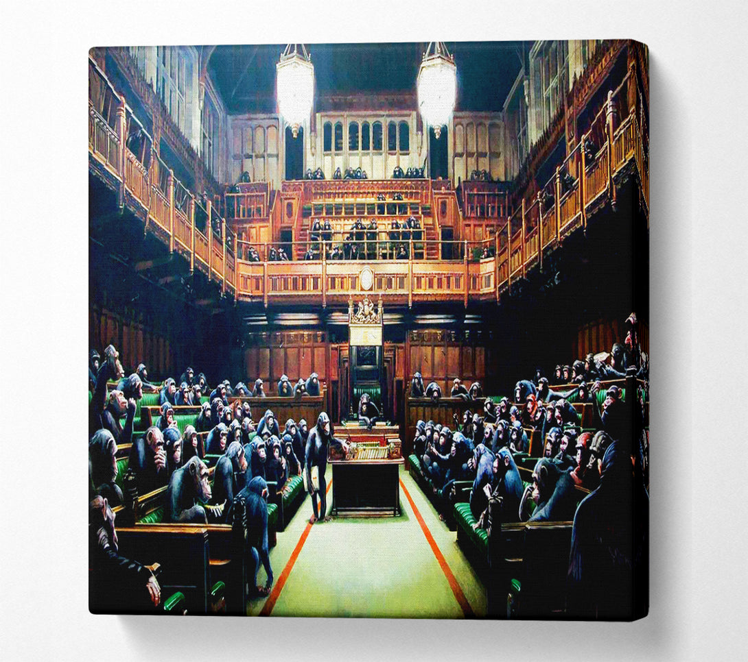 A Square Canvas Print Showing Monkey Parliament Square Wall Art